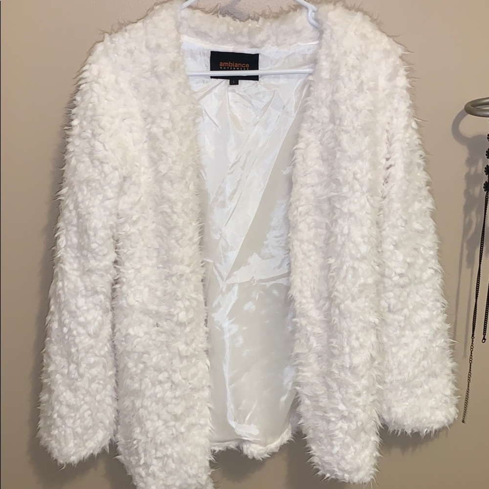 Cute white fury Cardigan